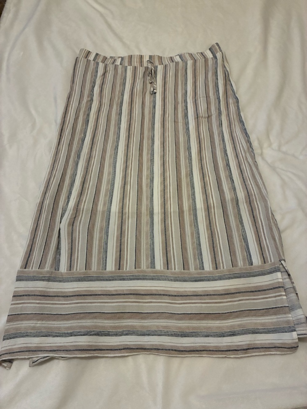 Striped Neutral Midi Skirt